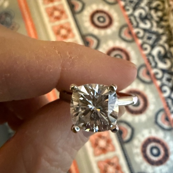 Charles & Colvard 14k White Gold Moissanite Cushion Cut Solitaire - Picture 3 of 16